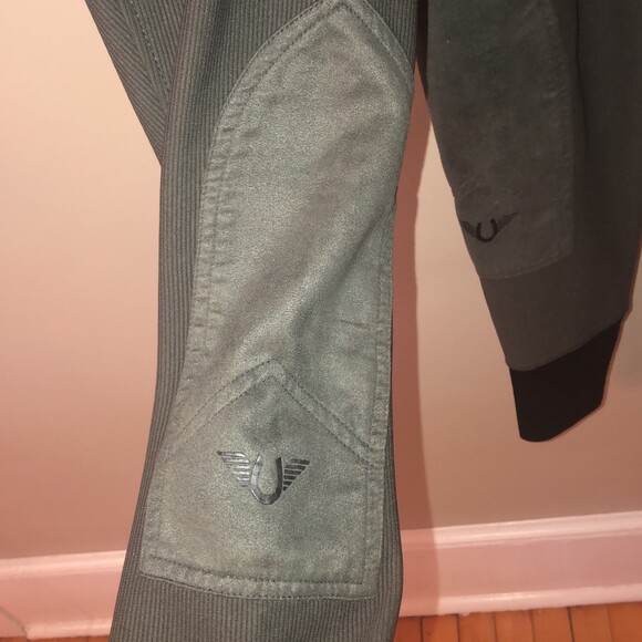 TUFFRIDER LADIES SIZE 26 DARK GREEN RIBBED LOW RISE PULL ON KNEE PATCH BREECH - Picture 6 of 10